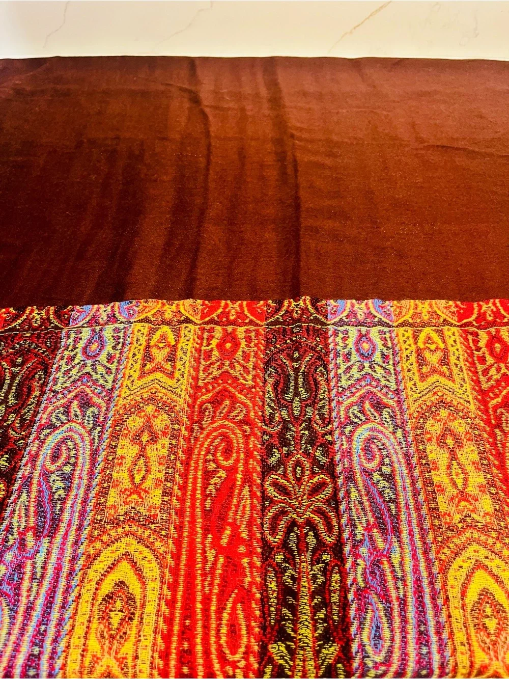 Pashmina Paisley Striped Oversized Scarf Wrap Multicolor Fringe NWOT